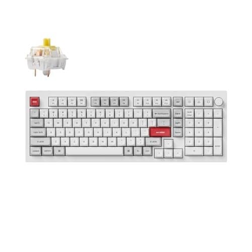 Keychron Q5 Pro QMK/VIA Wireless Custom Mechanical Keyboard, Full Aluminum 96% Layout with Programmable Knob, Double-Gasket Design with Hot-swappable K Pro Banana Switch for Mac Windows Linux - White