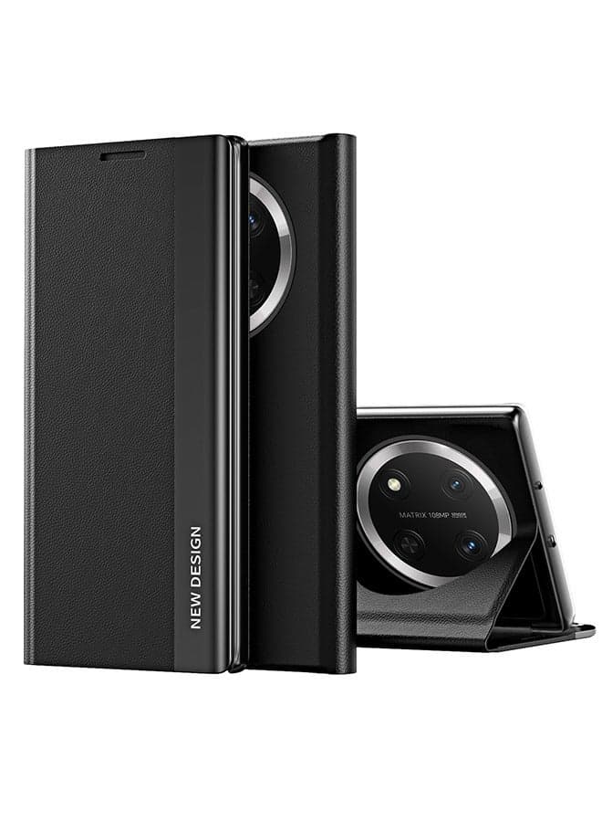 Honor X9c Flip Case,Ultra Slim TPU Leather Full Body Protection Magnetic Stand Shockproof Phone Cover,Black