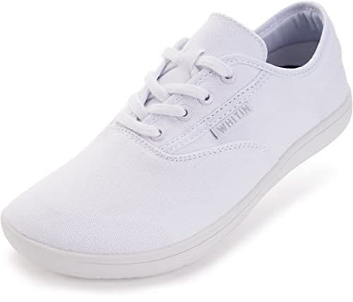 WHITIN Womens Canvas Minimalist Barefoot Sneakers Extra Wide Toe Box Zero Drop Sole Shoes Width Fit Minimus Size 9 9W Nurse Trail Running Walking White 40