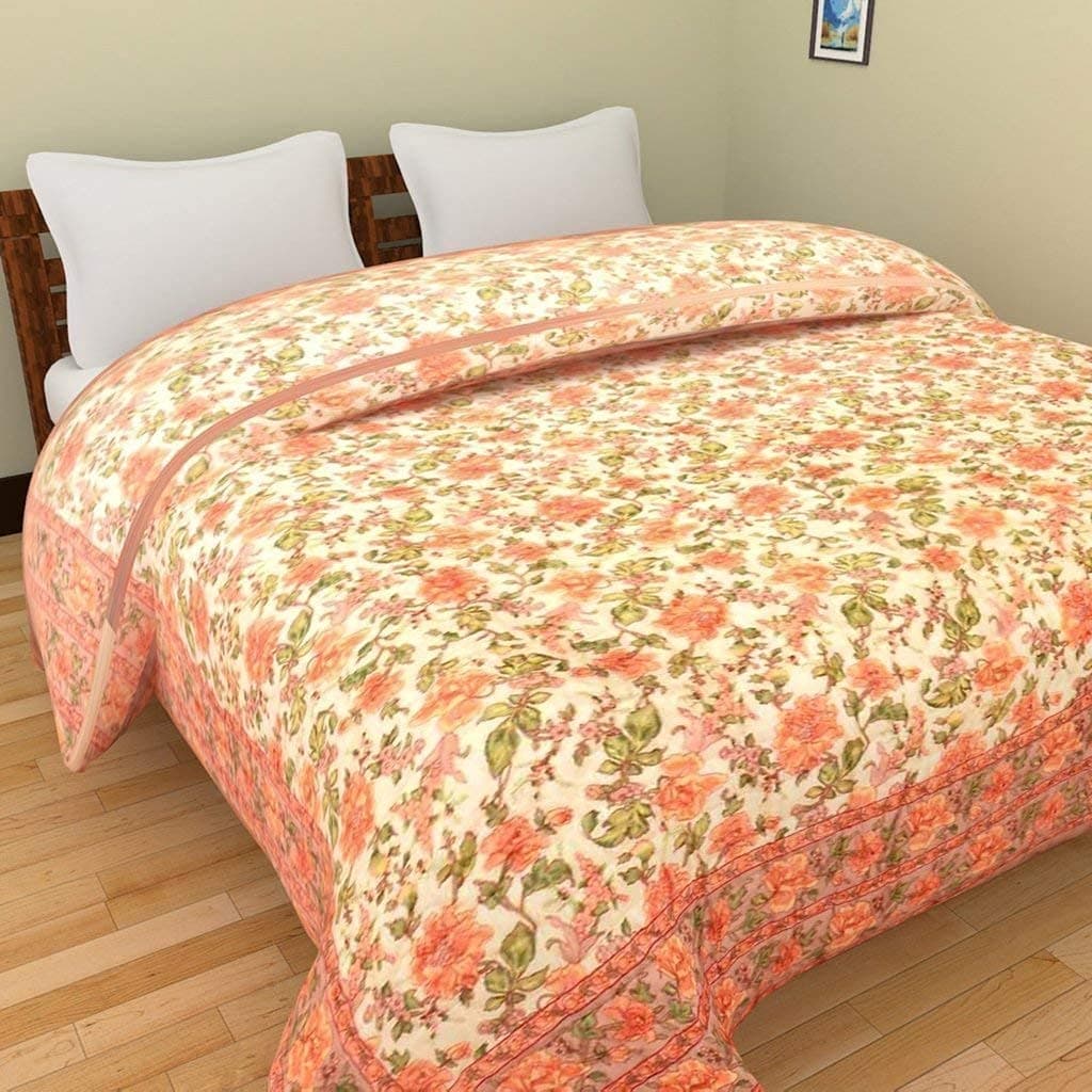 SVT Traditional Famous Jaipuri Beautiful Floral Print in Multi Coffee mughal Print Jaipuri RajaiRazaiQuilt SingleSingle Bed QuiltComforterAC QuiltAC Comforter