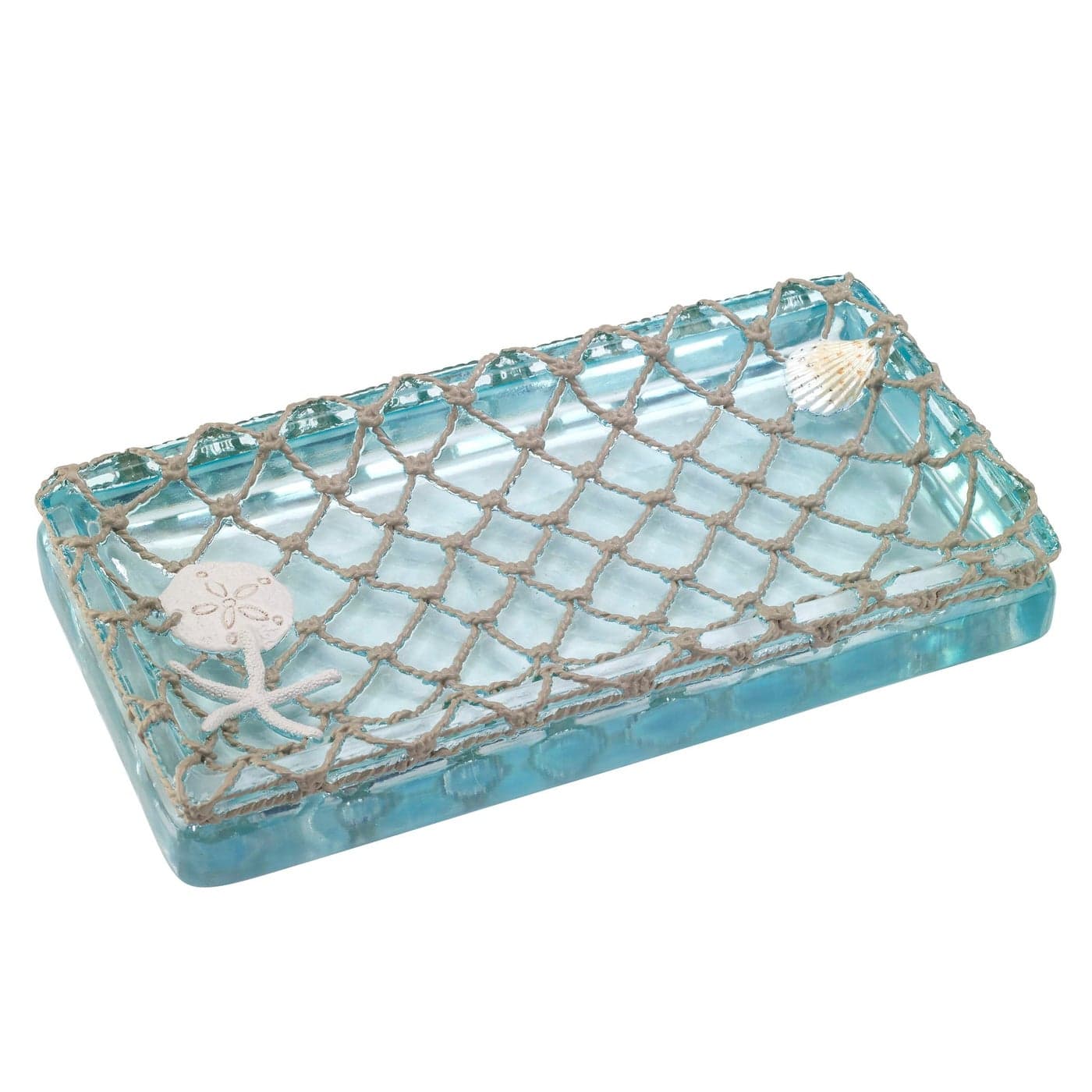 Avanti Linens Decorative Tray Resin Countertop Organizer Beach Inspired Bathroom Accessories Seaglass Collection