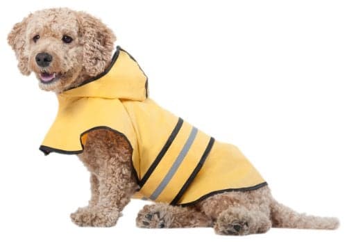 SPOT Rainy Days Slicker - Yellow Dog Rain Jacket With Hood, Reflective Strip for Safety, Leash Hole & Adjustable Velcro Belly Strap, 100% Polyester Water Resistant Pet Raincoat - X-Small, 8in Long