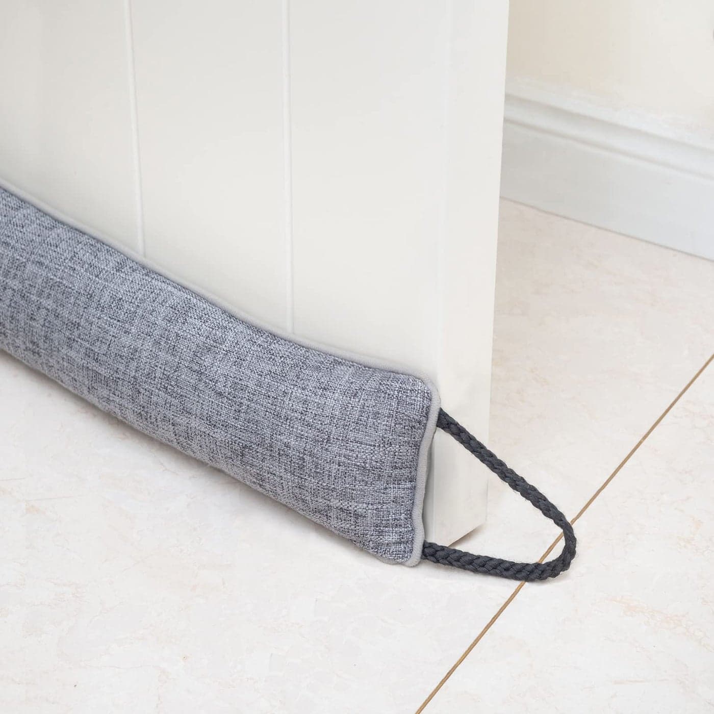 Marwood Under Door Draft Stopper 48 inch Wind Stopper for Door Window Weighted French Air Draft Stopper Front Door Snake Noise Blocker for Bottom of Door with Hanging Loops Grey