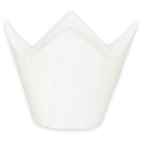 MyBakning Jumbo Extra Large size White Tulip Baking Cups 214Base diameter x 334Wall height Greaseproof paper baking cupcake Muffin liners Case of 130 pcs