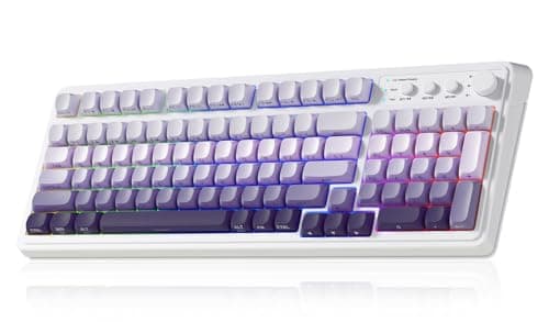 AULA S99 Wireless Keyboard TriMode Bluetooth24GHzUSBC Cute Creamy Gaming Keyboard with Number Pad RGB Backlit Media Knob Custom Computer Keyboards for MAC Xbox PC Gamer Gradient Purple