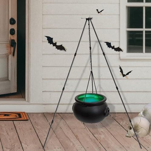 Halloween Decor Outdoor Large Witches Cauldron on Tripod with LED Light Yard Home Porch Decorations Hocus Pocus Candy Bowl by BIGINIWA Light
