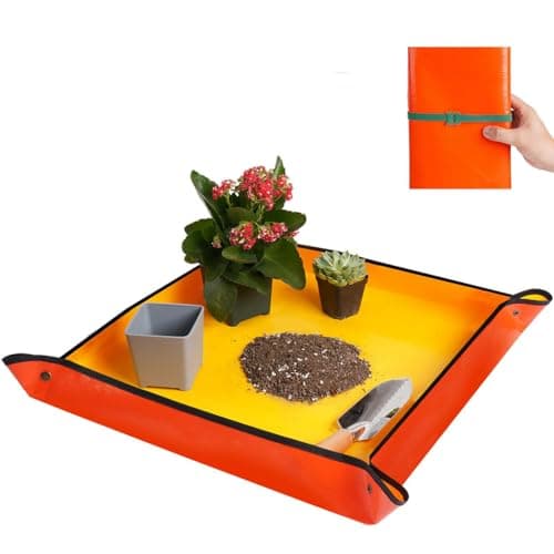 HASTHIP® 100*100CM Gardening Mat for for Indoor Bonsai Succulent Plant Care, Waterproof and Foladable PE Garden Mat for Watering Grassland Balcony Nursery Potting and Transplanting Mat Plant Seedling