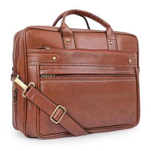 ADISA Laptop Messenger Office Bag Briefcase for Work for Men (LB6051-TAN)