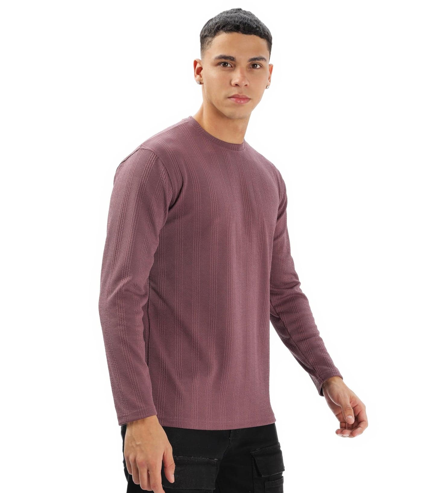 SHODOX® Mens Solid Round Neck Full Sleeve Regular fit Tshirt (Pack of 1) Dark Lavender