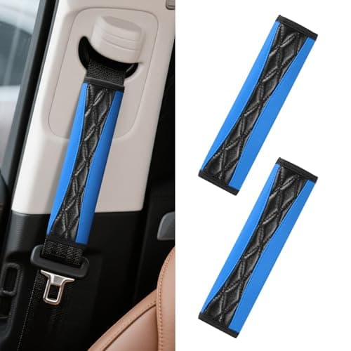 wuyaoyao 2PCS Car Seat Belt Cover Pad Soft Leather Seatbelt Covers for Car Seatbelt Protector for Shoulder Neck Universal Seat Belt Shoulder Strap Covers for Kids and Adults Blue
