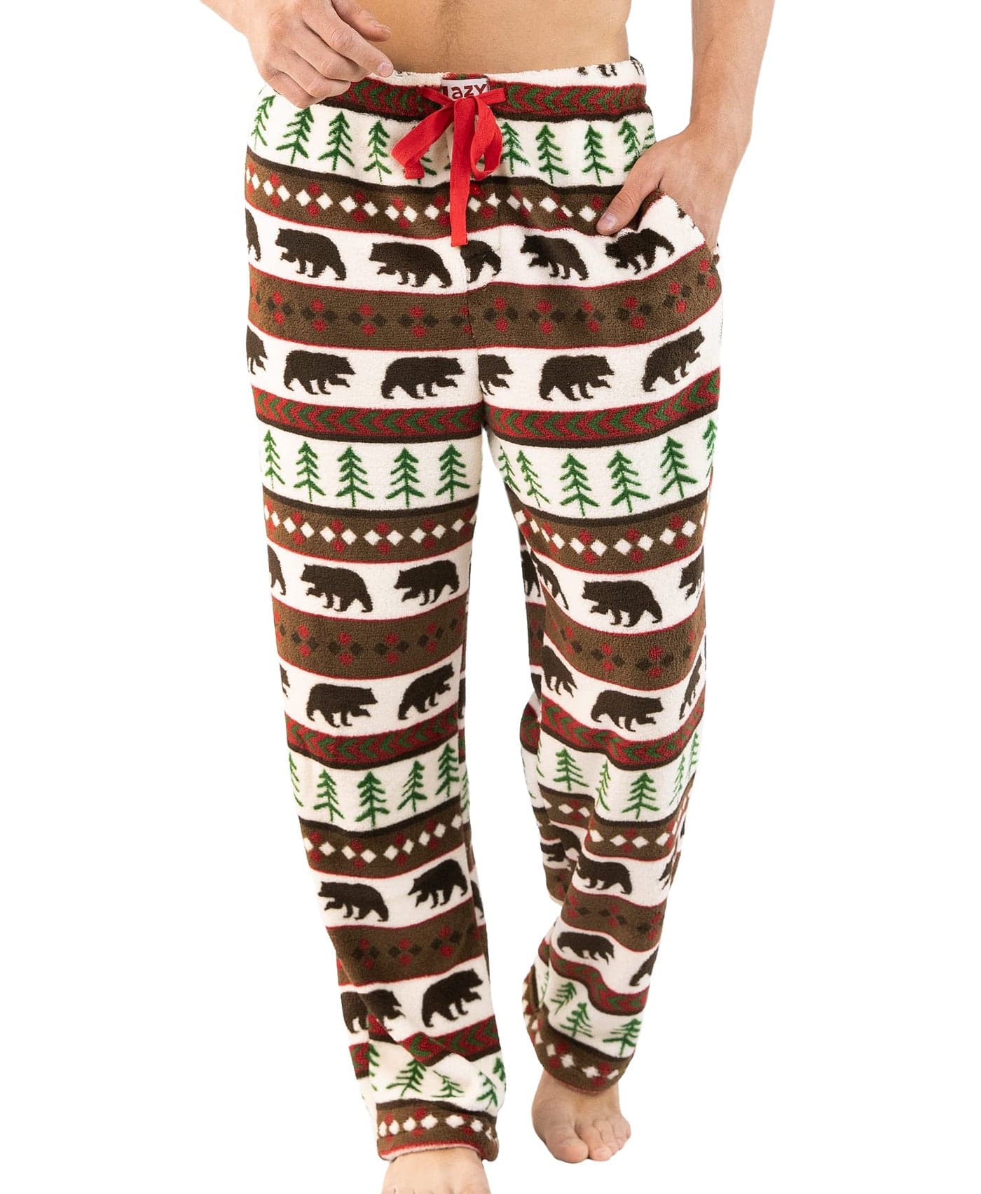 Lazy One Mens Fleece Pajama Pants Nordic Fleece Pajama Bottoms for Men Winter Bear Essentials Medium