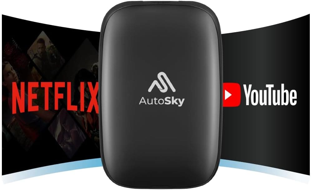 AutoSky Wireless CarPlay and Android Auto AI Box Lite - Supports Netflix and YouTube