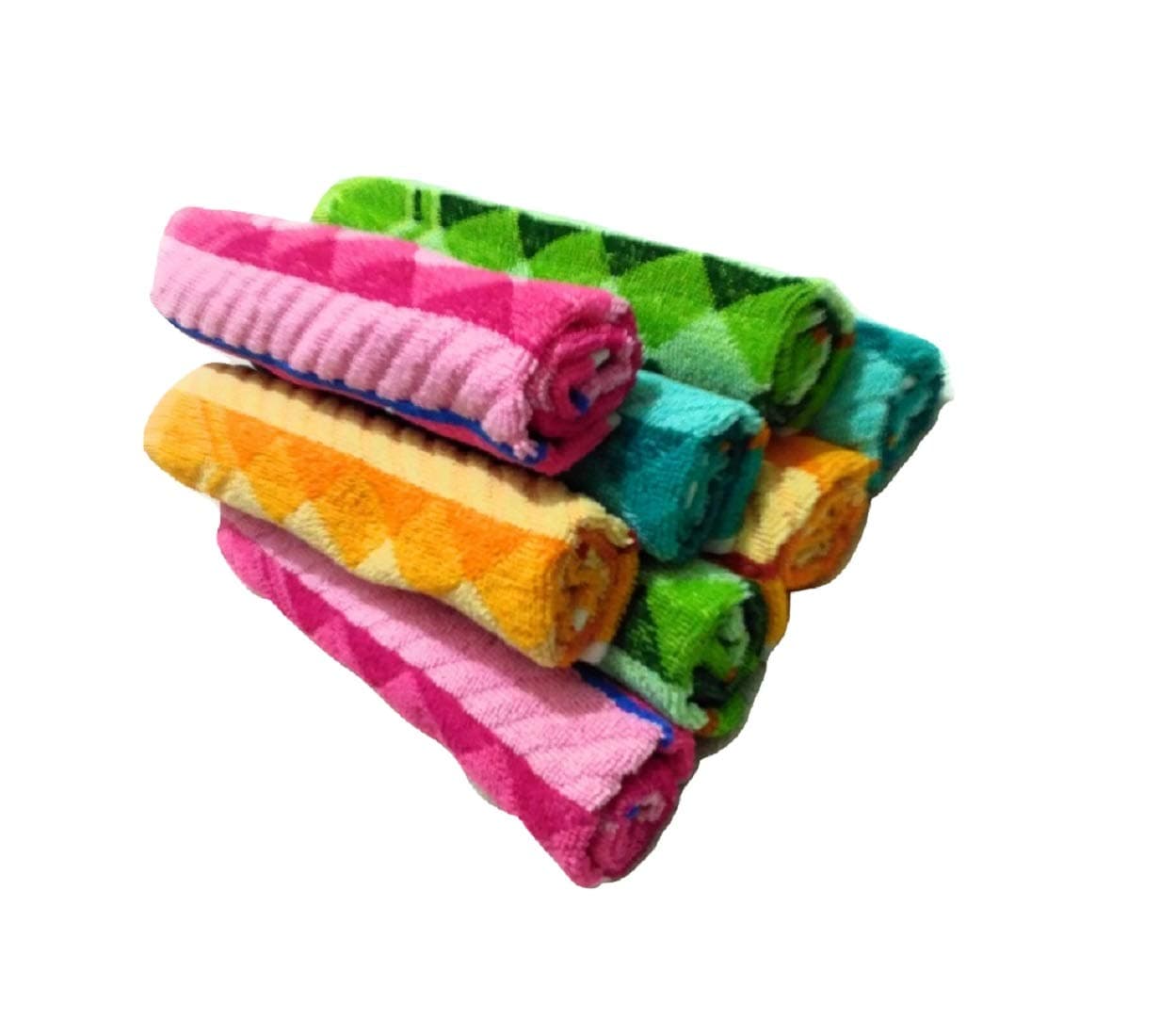 Cotton Colors Floral Design Hand Towels (Medium, Multicolor, Pack of 8)_D27