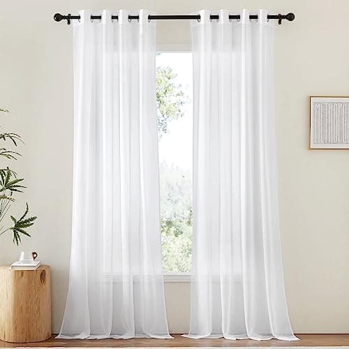 NICETOWN Voile Sheer Window Curtains 144 inch Extra Long Grommet Elegant and Airy Drapes Translucent Window Treatments for Living RoomBedroom White 2 Panels108 Wide