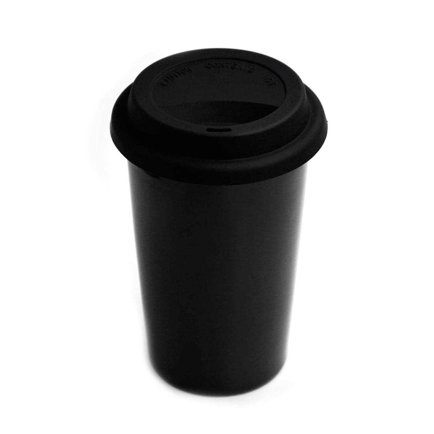 UDMG Reusable Double Wall Insulated White Ceramic Travel Coffee Cup with Lid Sleeve 12 floz I Am Not a Paper Cup Black