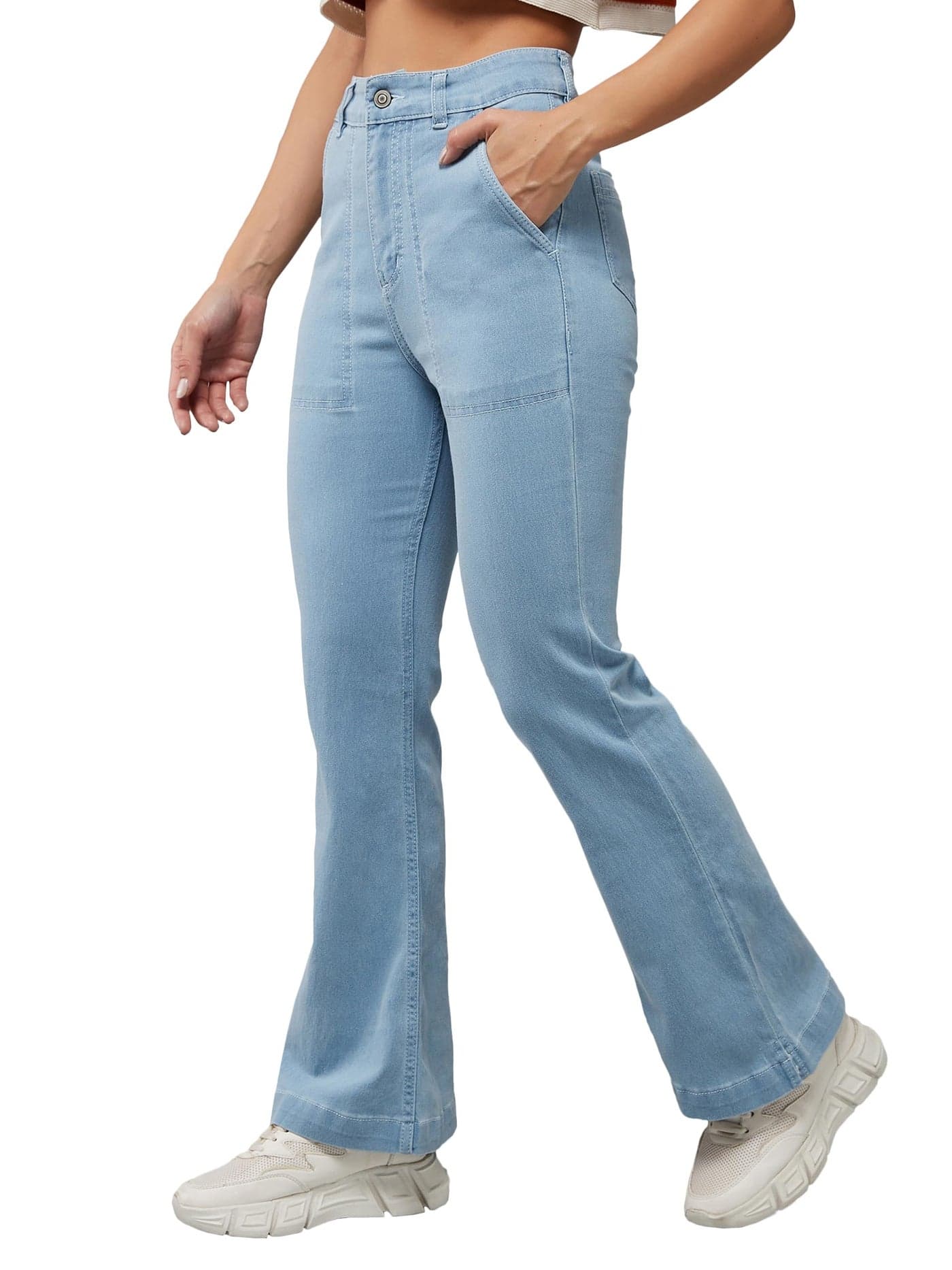 Miss Chase Women's Boot Cut High/Mid Rise Clean Look Regular/Cropped Stretchable Denim Jeans (Plus (MCSS24DEN79-03-324-26, Colorado Blue, 26)
