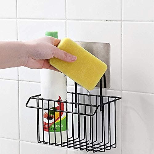 ZURATO Stainless Steel Wall Mounted Hanging Storage Holder Bathroom Shower Caddy Basket Shelf for Sink Sponge Holder, Toothbrush Holder with Kitchen Towel Rack, Shampoo, Cosmetic Bottle Stand