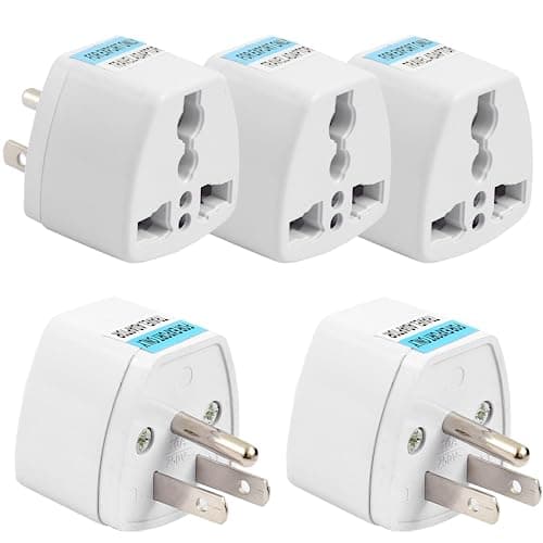 Hi-Plasst Type B Converter | India to USA Plug Adapter 5-Pack : Universal Travel Adapter for USA, Canada, Mexico, Japan, Thailand, Brazil, Philippines, Cuba, Taiwan, Panama | Laptop, Camera, Chargers