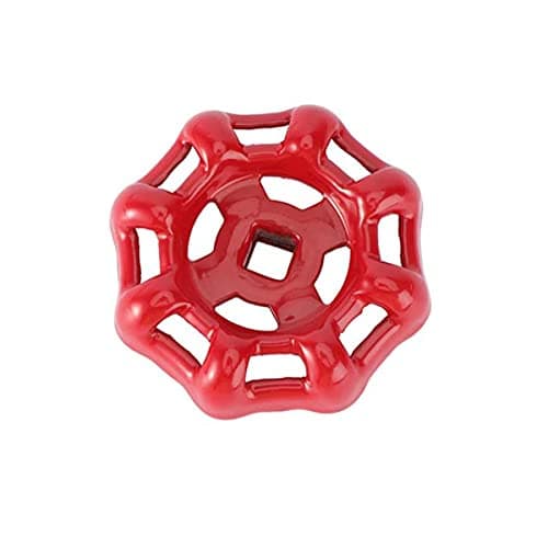 PZRT Cast Iron Outside Faucet Round Wheel Handle for 6X6mm Valve Shafts - Red Hose Bib Water Spigot