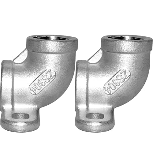 JoyTube Stainless 12 Female NPT x 12 NPT Female Fixed Drop Ear 90 Degree Elbow Cast Pipe Crimp Fitting for Water Plumbing with Base Plate Pack of 2