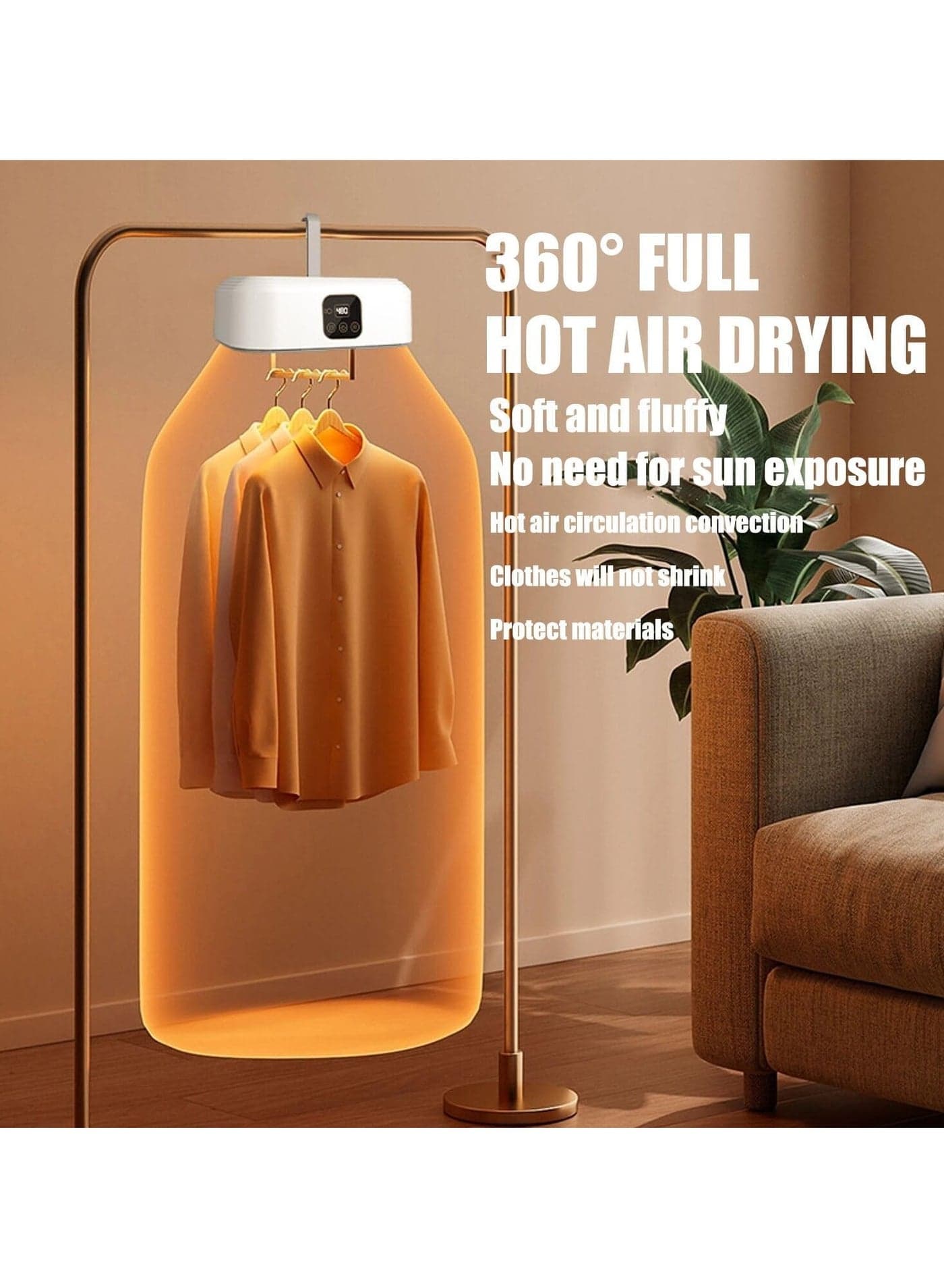 Portable Clothes Dryer with Dryer Bag, Mini Dryer, Electric Heated Indoor Clothes Dryer, Compact Foldable Mini Electric Laundry Dryer Machine, for Light Clothes, Apartments, Rvs, Travel white