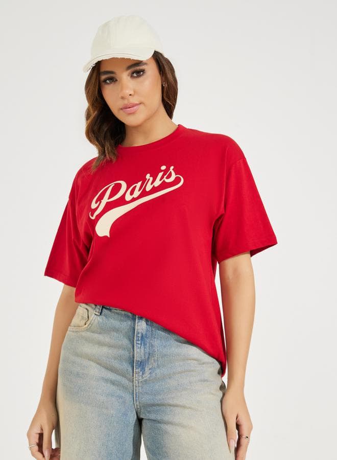 Oversized 100% Cotton T-Shirt with Dropped Shoulder
