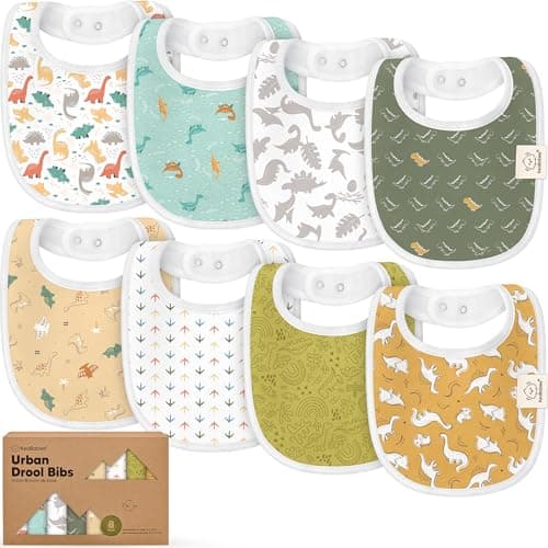 8Pack Organic Baby Bibs for Boys Girls Soft Cotton Drooling and Teething Bibs for Baby Girl Boy Extra Absorbent Easy to Clean Put On for Toddler Newborn Infant 024 Months Mesozoic