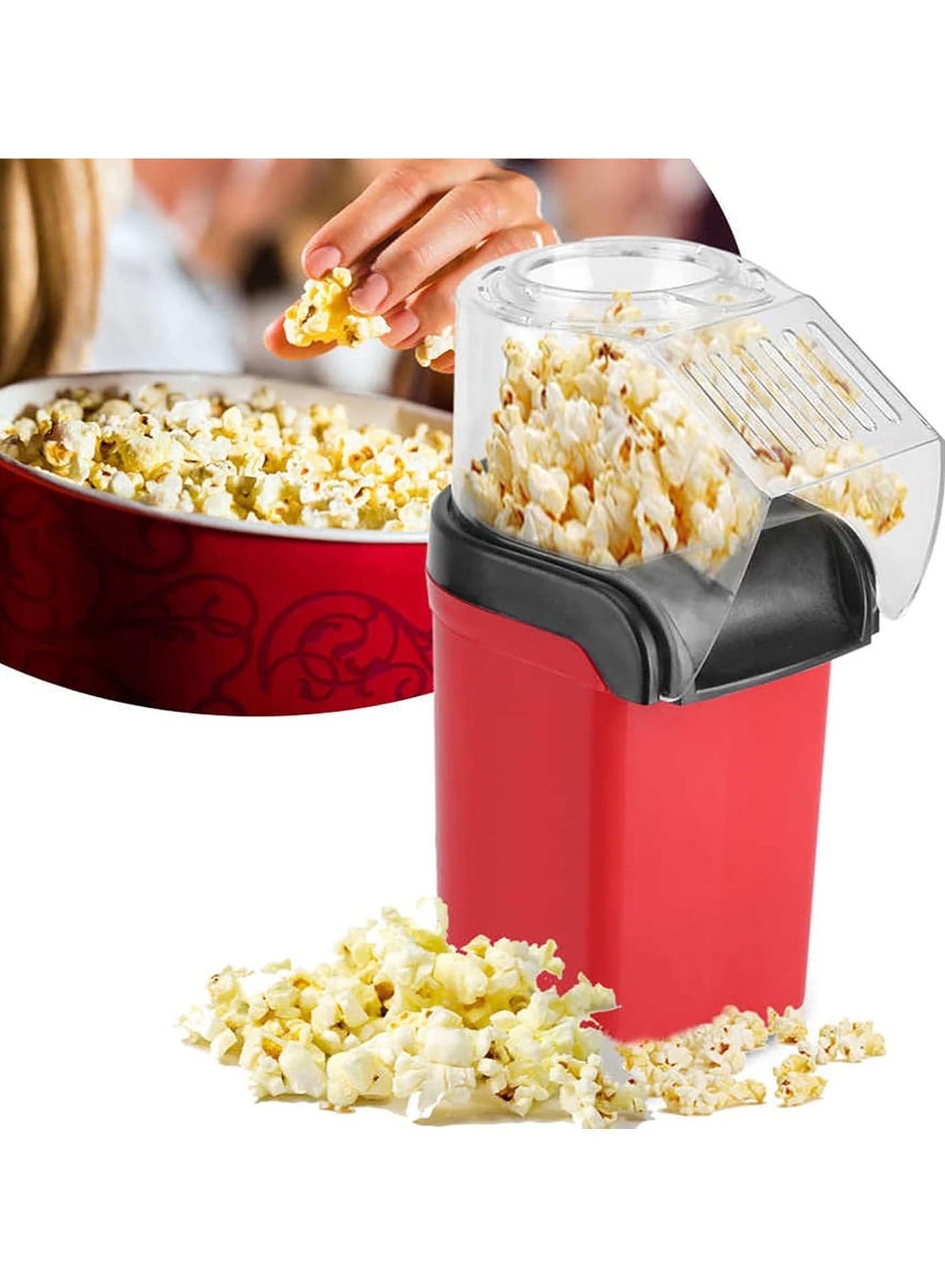 1200W Electric Popcorn Maker Hot Air Popcorn Machine 3 Minutes Fast Healthy And Fat-Free Popcorn Popper for Home Party Cinema Kids