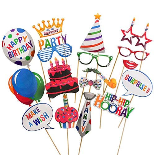 22 Pcs Happy Birthday Photo Booth Props - Funny DIY Creative Decor for Celebrating