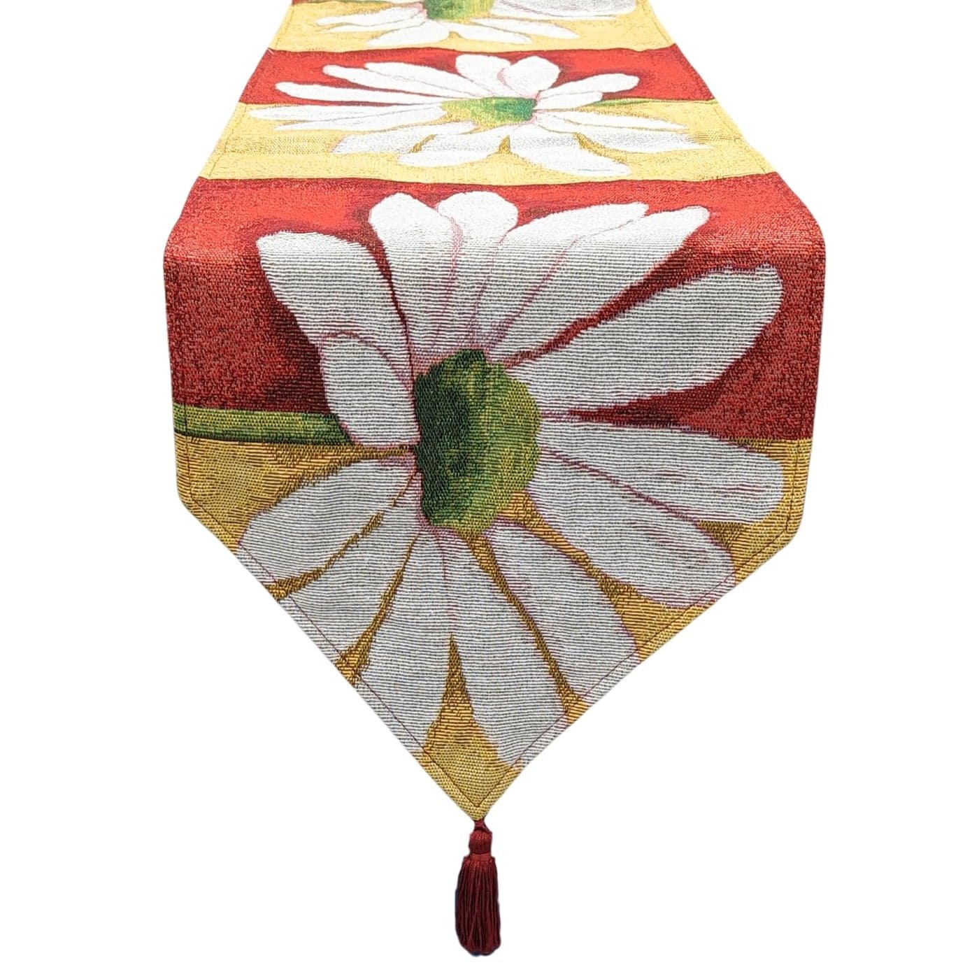 Tache Home Fashion DB9046TR13X48 Colorful Red Yellow Daisy Flower Loves Me Not Tapestry Table Runner 48 Inch