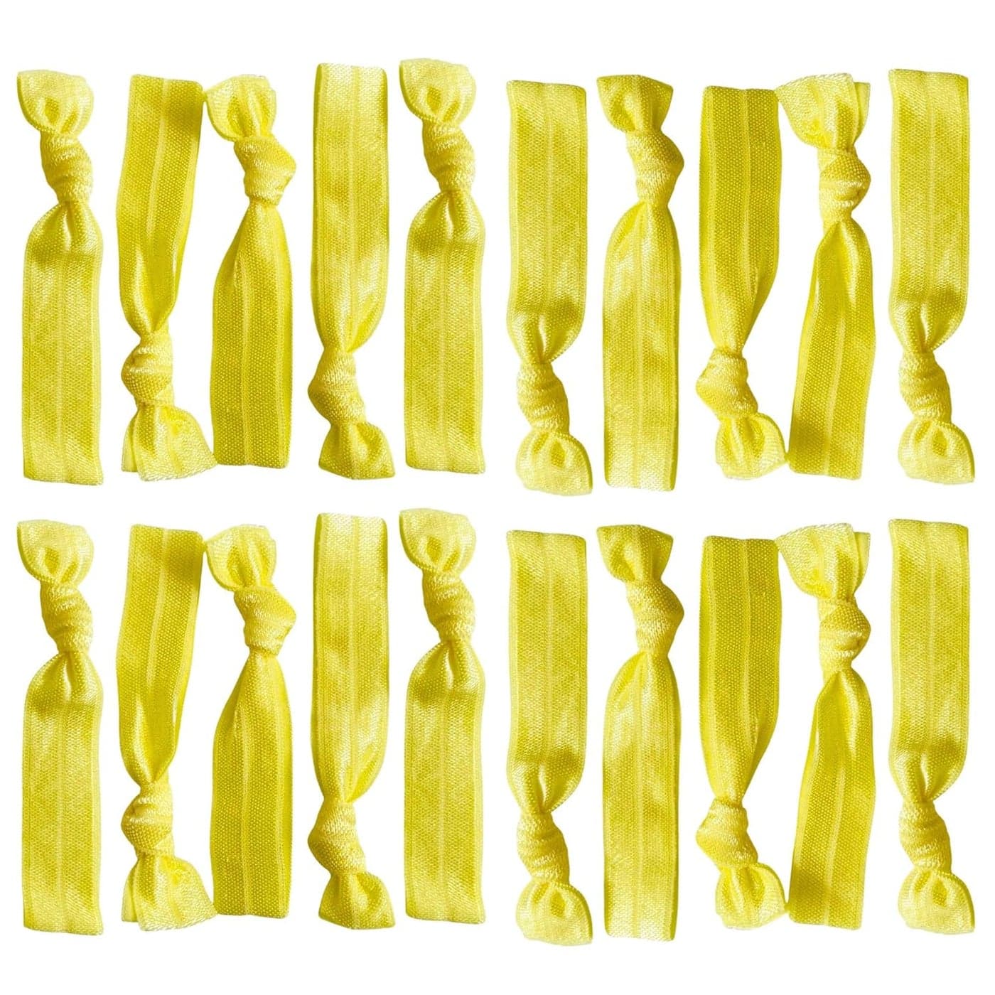 Kenz Laurenz Hair Ties 20 Elastics Ponytail Holder Set No Crease Ribbon Bands Yellow