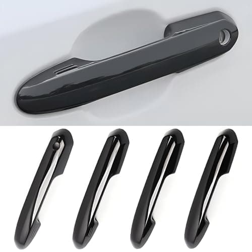 Zacxoxsr No Adhesive Snap-on Car Door Handle Cover Protector Compatible for Toyota 2019 2020 2021 2022 2023 2024 2025 RAV4 2020~2025 Highlander 2023 2024 Crown Accessories (1. Glossy Black)