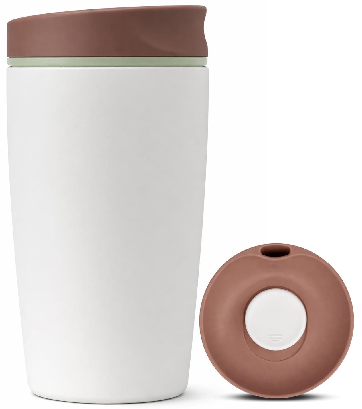 Lyrovo Insulated Coffee Mug with Lid for Office & Travel | Reusable Double Walled Coffee Mug for Men & Women | Hot & Cold Beverage Cup (No Handle, Vanilla Bean)
