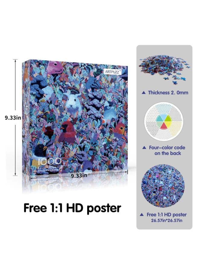 Round Paper Jigsaw Puzzle 1000 Pieces Neutral Packaging Adult Lovers Jigsaw Puzzle Manufacturers Custom Generation-Color:Forest Fantasia