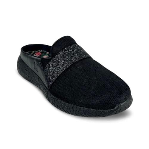 KazarMax Women Black Shimmer Clogs | Mules -5 UK
