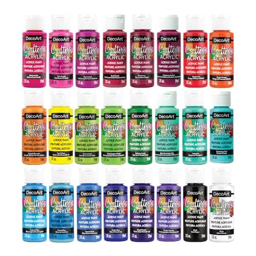 DecoArt Crafter’s Acrylic Paint Set – Bright Colors, 24 Bottles (2 fl oz) – Easy Craft Paints, Classrooms, Art Projects & DIY Crafts