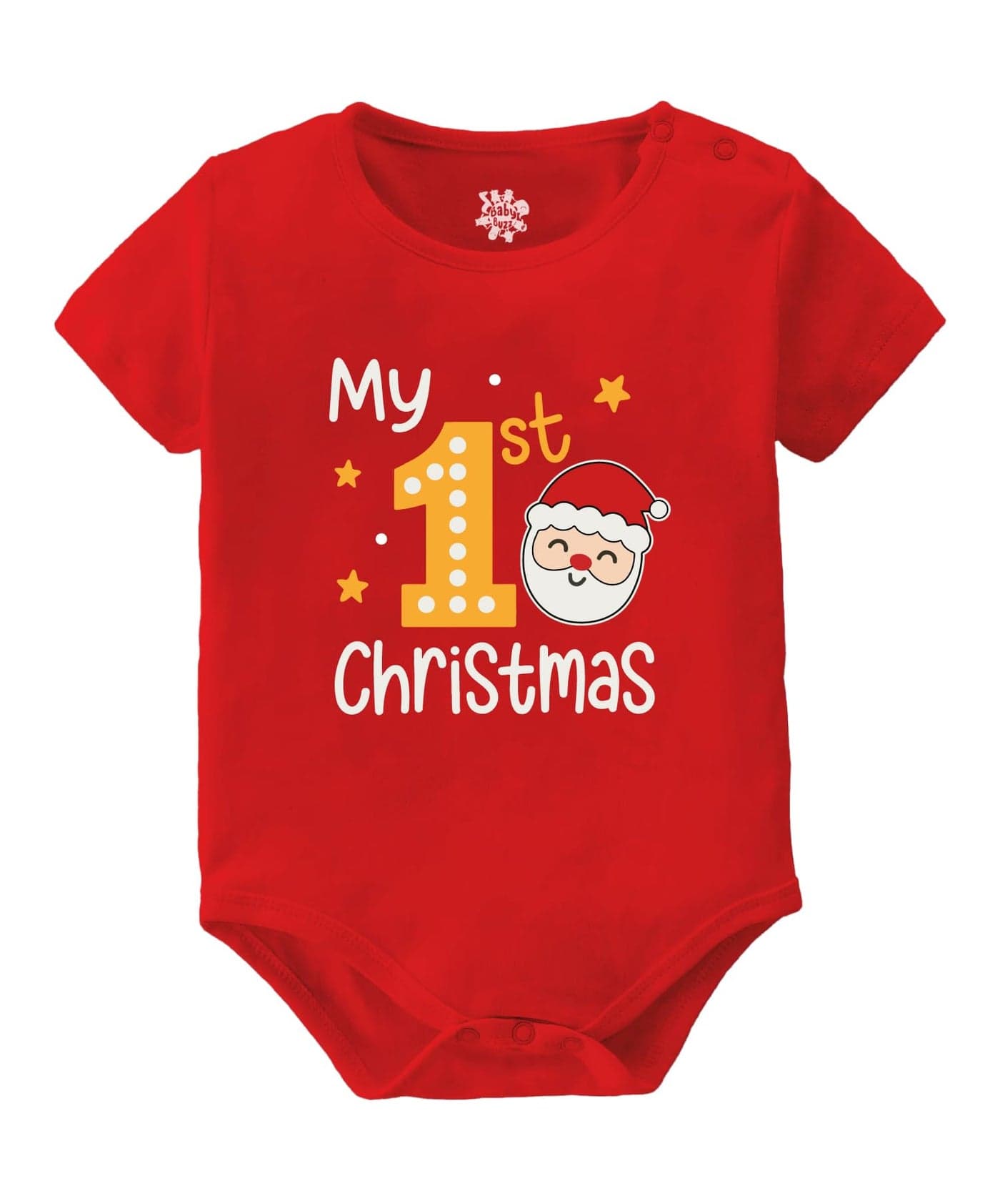 Baby Buzz My 1st Christmas Dress Outfit For Cute Baby Boy Girl | First Christmas Romper Bodysuit 100% Cotton Clothes | Christmas Photoshoot & Gift For Baby 6-12 Months
