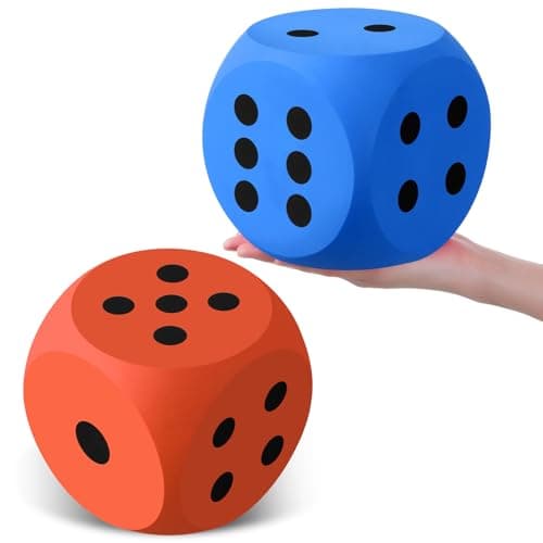 Shappy 6 Inches Foam Dice Fun Filled Large Educational Toy Kawaii Giant Dice Decorative Eva Foam Jumbo Cube Big Square Building Blocks for Game Nights Learning SessionsOrange and Blue2 Pcs