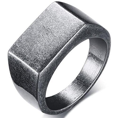 Jude Jewelers Retro Vintage Style Stainless Steel Signet Ring (Grey, 11)