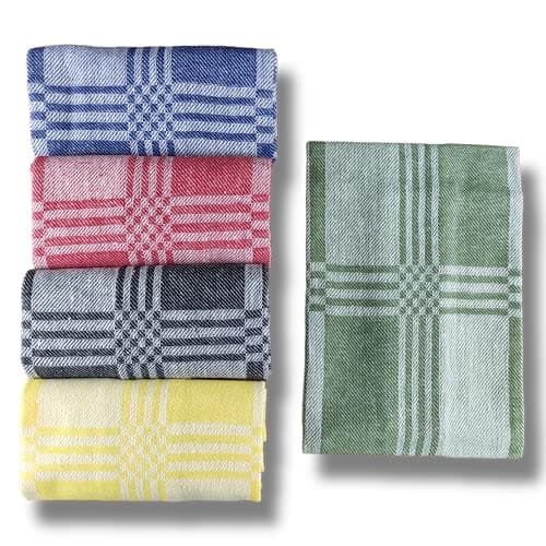 SAMI STUDIOS Kitchen Dish Towels Made With Eco-Friendly Cotton|Highly Absorbent For Cleaning & Quick Drying Of Plates & Glasses|X-Large, 40X60 Cm|Luxury Checks (Set Of 5 Pieces), 200 Gsm, Multicolor