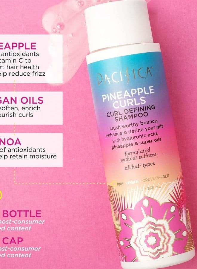 Beauty Pineapple Curls Defining Shampoo + Pineapple Curls Defining Conditioner | Hyaluronic Acid | For Curly and Textured Hair | 100% Vegan & Cruelty Free | 2 Piece Set - Packaging May Vary