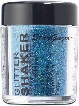 Stargazer Starlight Glitter Shaker Blue Halo Cosmetic glitter powder for use on the eyes lips face body hair and nails