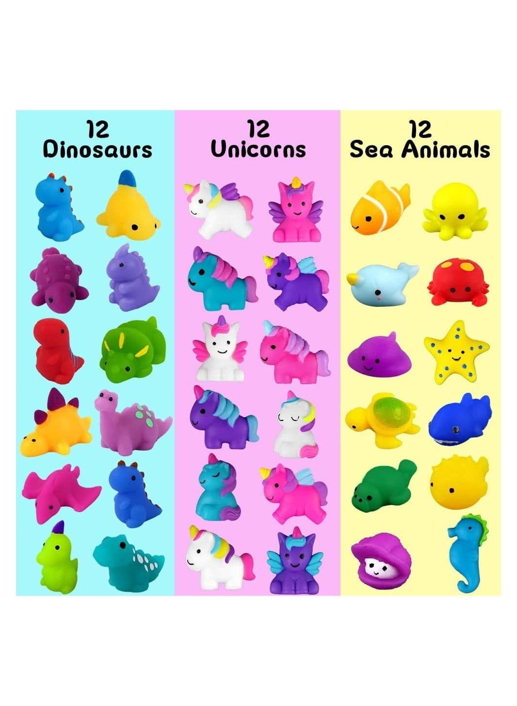 Mochi Squishy Toys Mini Kawaii Dinosaur Unicorn Sea Animals Squishes Soft Squeeze Fidget Stress Relief Party Bags Fillers for Boys Girls Birthday Party Favors Gifts (36 pcs)