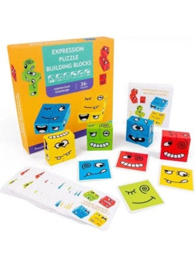 Wooden Expression Puzzle Building Block Logical Thinking Training Parent-Child Table Game for Boys & Girls Age 3+