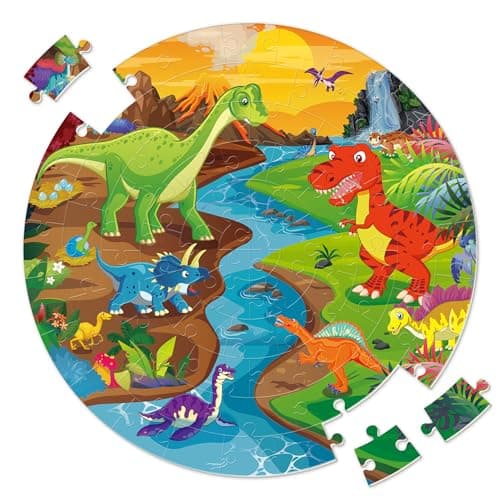 SYNARRY Floor Puzzles for Kids Ages 4-6, Large 70 Piece Dinosaur Puzzles for Toddlers Ages 2-4, Dinosaur Puzzles for Kids 4-8, Preschool Toys Gifts for 3 4 5 6 7 8 Years Old Toddlers Boys Girls Child