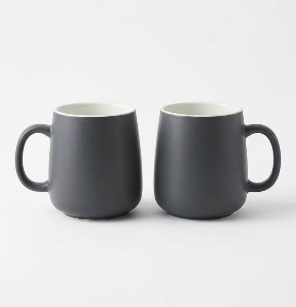 Femora Matte Finish Coffee Mug | Microwave & Dishwasher Safe Ceramic Tea Cup | Perfect for Latte, Americano, Cappuccinos, Tea Bag & Beverages Grey 350ml, Pack of 2