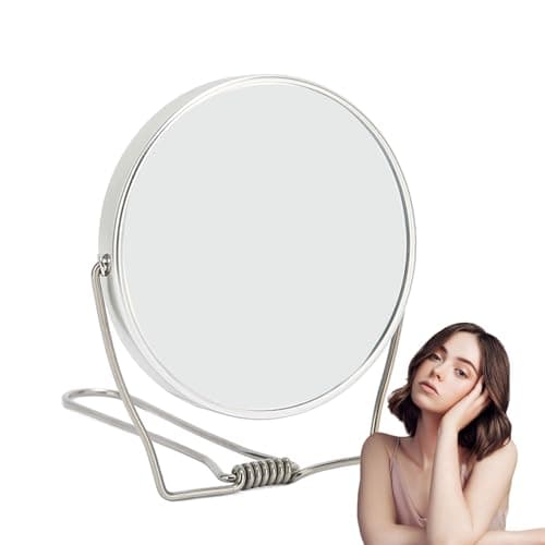 Betued Double Sided Vanity Mirror, Make up Mirror, 360° rotatable Design, Aluminum Frame Wrapped in Stainless Steel Bracket