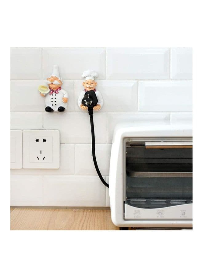 2-Piece Self Adhesive Chef Resin Wall Hook Hanger 30cm multicolor 30cm