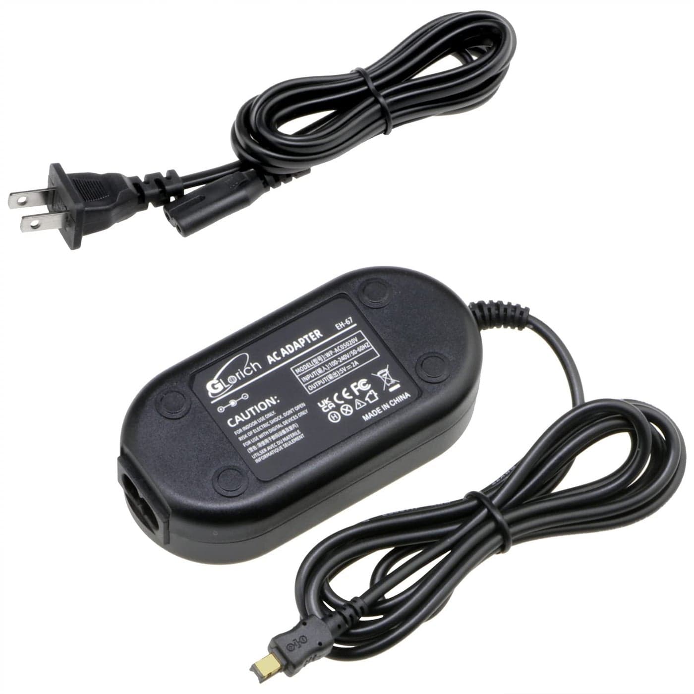 Glorich EH-67 Replacement AC Power Adapter Kit for Nikon Coolpix L840, L830, L820, L810, L340, L330, L320, L310, L120, L110, L105, L100, Coolpix B500 Digital Cameras