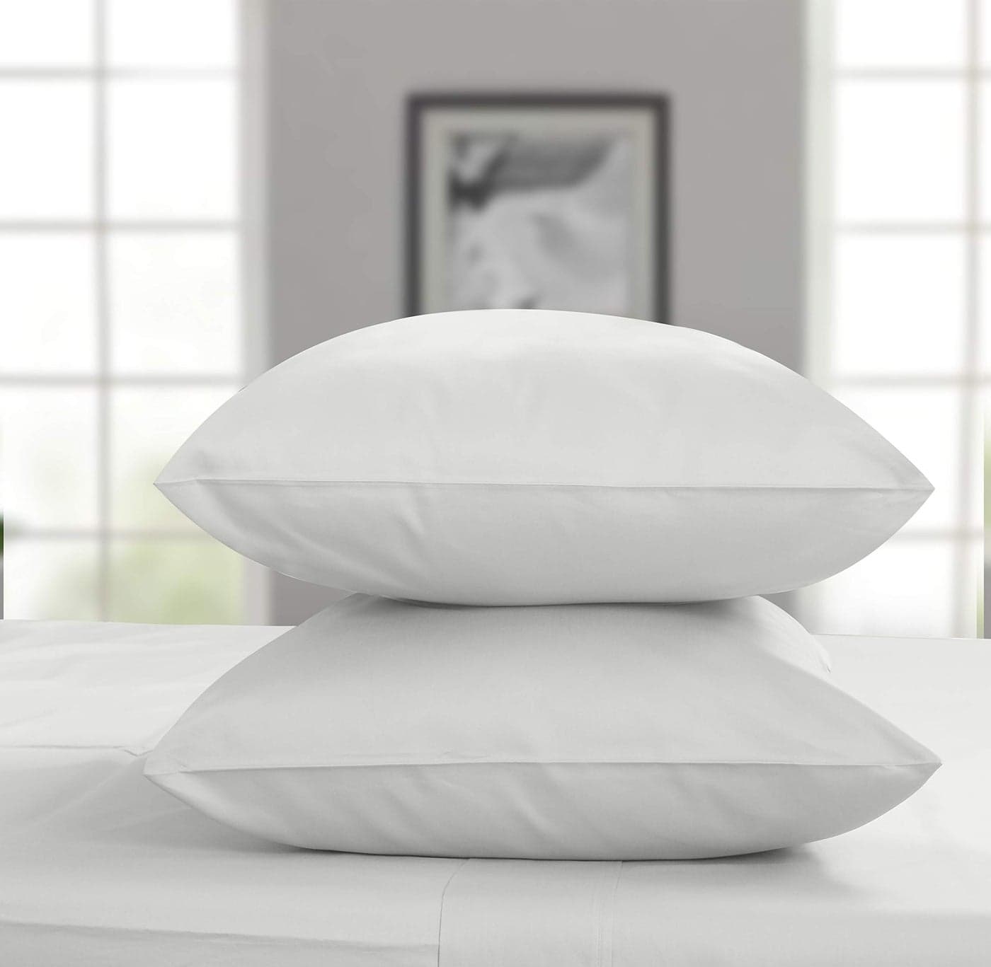 Threadmill Luxury Pillow Cases Queen Standard Size Set of 2 1200 Thread Count 100 USA Supima Cotton Soft Solid Sateen Breathable Pillow Covers Fits Queen Pillows Light Grey